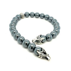 David Yurman Hematite Spiritual Beads Bracelet 8.5" 8 mm Silver Estate DY593